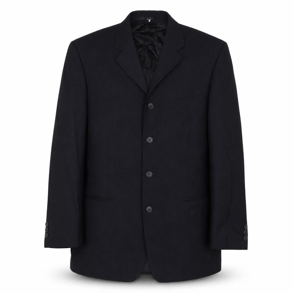 Front view of Next men’s blue striped wool jacket suit jacket, size 40, regular