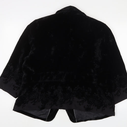 Marks and Spencer Womens Black Jacket Blazer Size 22 Hook & Eye - Embroidered
