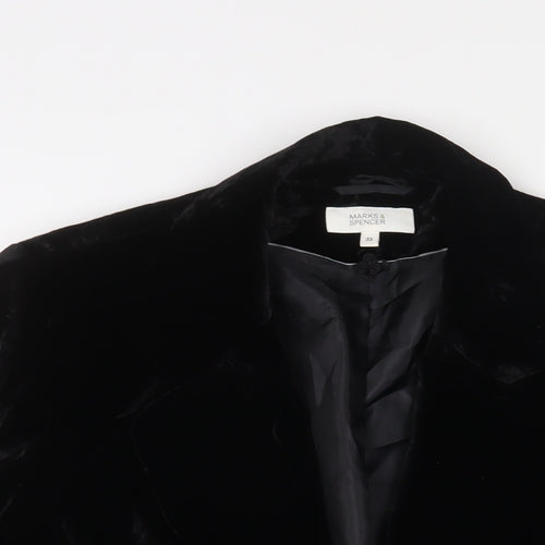 Marks and Spencer Womens Black Jacket Blazer Size 22 Hook & Eye - Embroidered