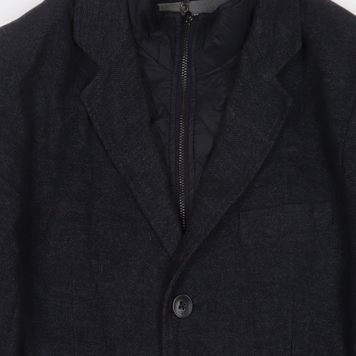 RJR.John Rocha Mens Blue Overcoat Coat Size L Snap