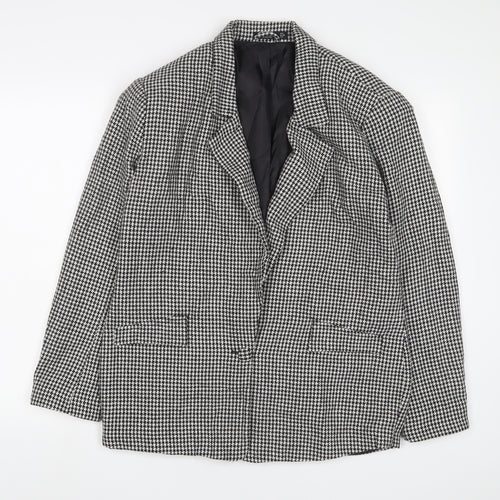 Nasty Gal Womens Black Herringbone Jacket Blazer Size 8 Button