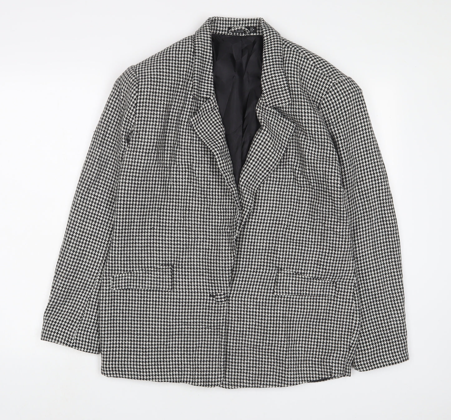 Nasty Gal Womens Black Herringbone Jacket Blazer Size 8 Button