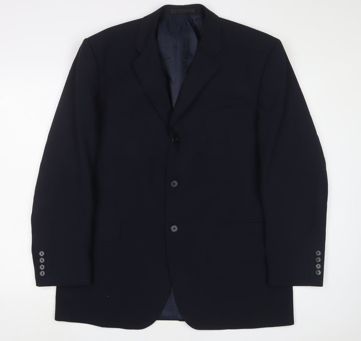 BHS Mens Blue Wool Jacket Suit Jacket Size 44 Regular