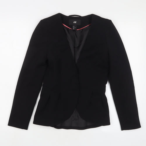 H&M Womens Black Jacket Blazer Size 6 Button - Pleated
