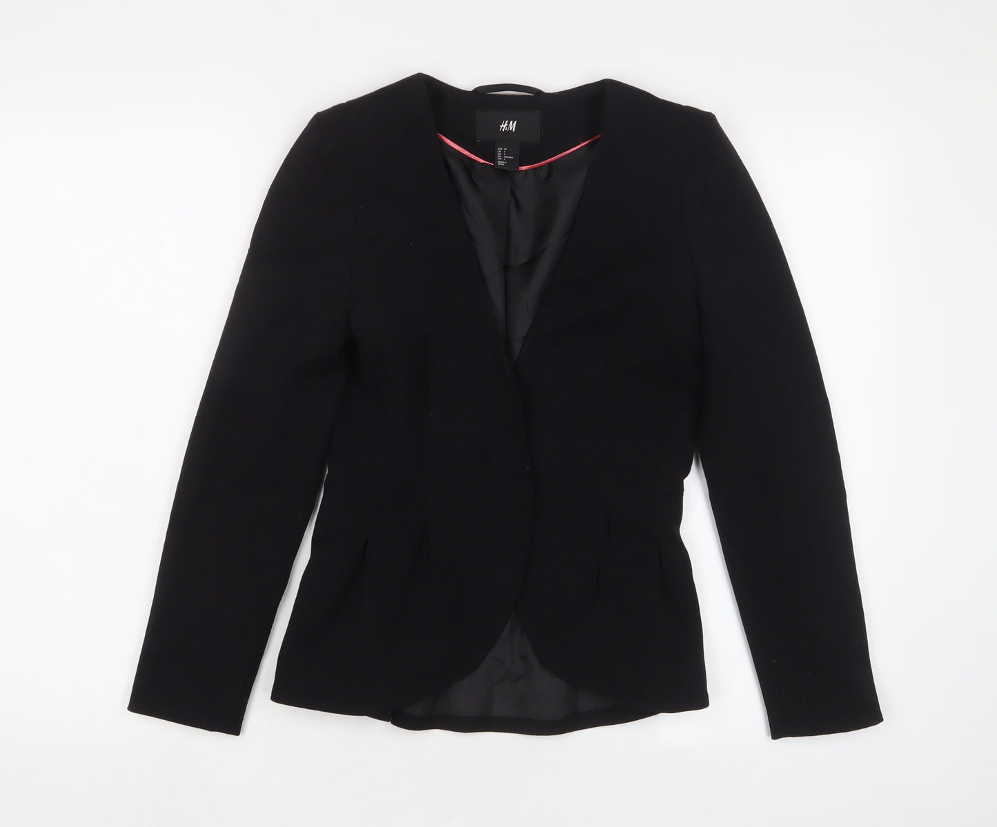 H&M Womens Black Jacket Blazer Size 6 Button - Pleated