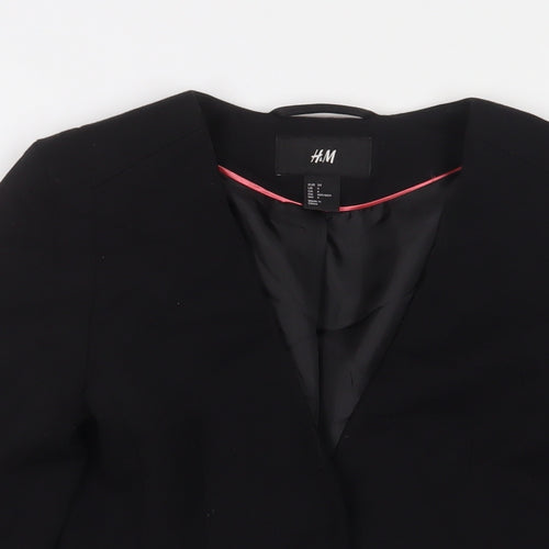 H&M Womens Black Jacket Blazer Size 6 Button - Pleated