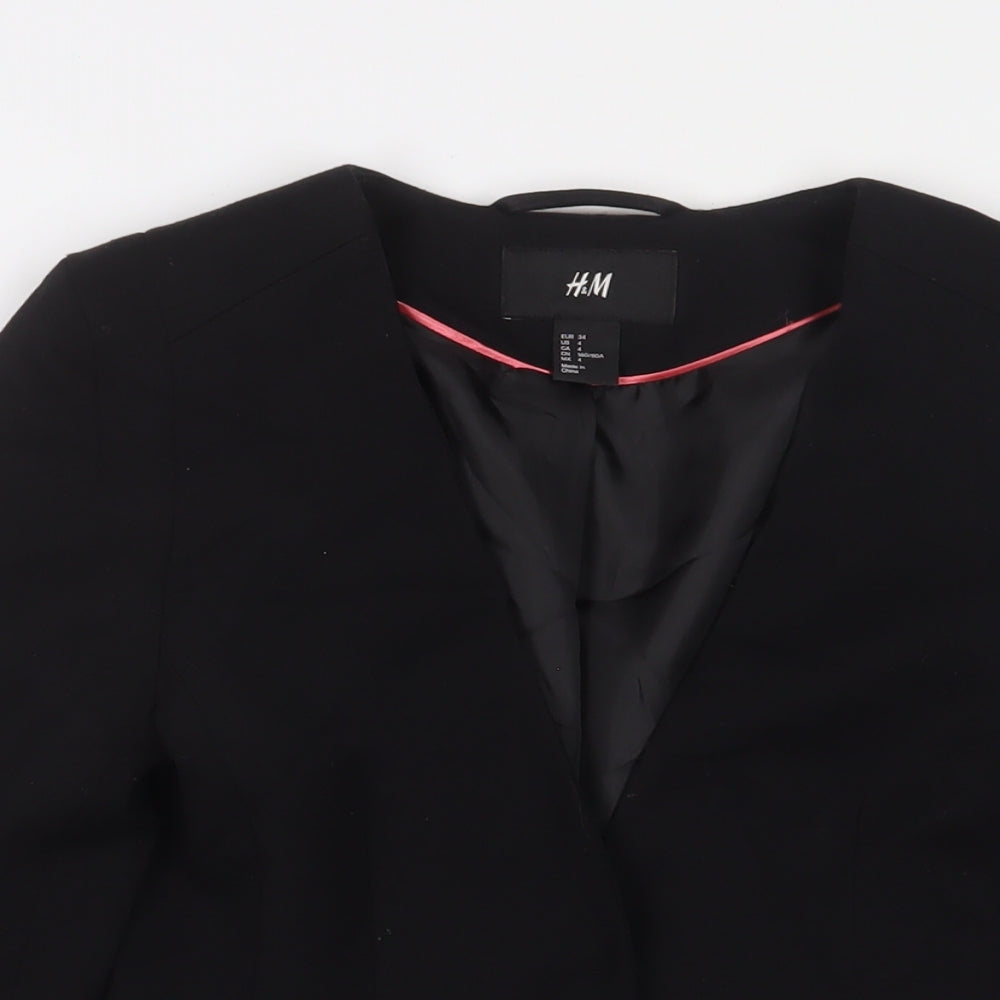 H&M Womens Black Jacket Blazer Size 6 Button - Pleated