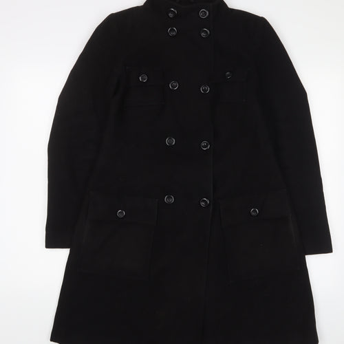 Marks and Spencer Womens Black Overcoat Coat Size 8 Button