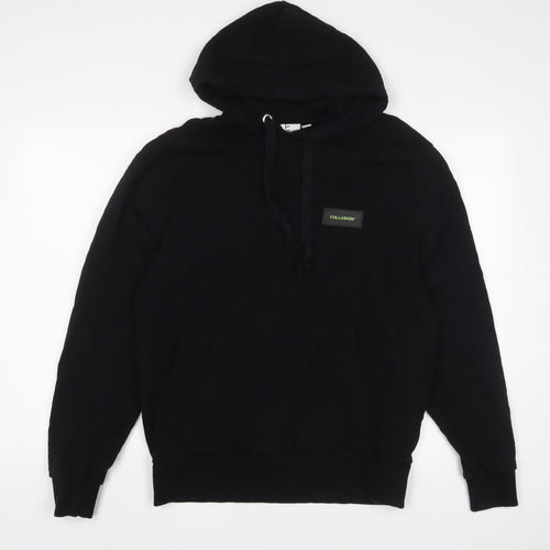 COLLUSION Mens Black Cotton Pullover Hoodie Size S - Logo