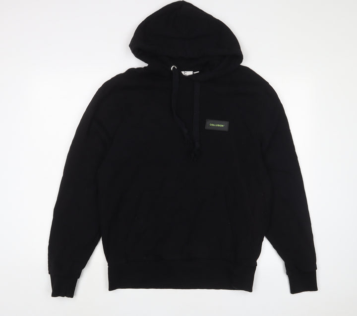 COLLUSION Mens Black Cotton Pullover Hoodie Size S - Logo