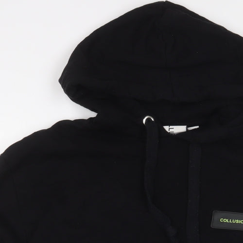 COLLUSION Mens Black Cotton Pullover Hoodie Size S - Logo