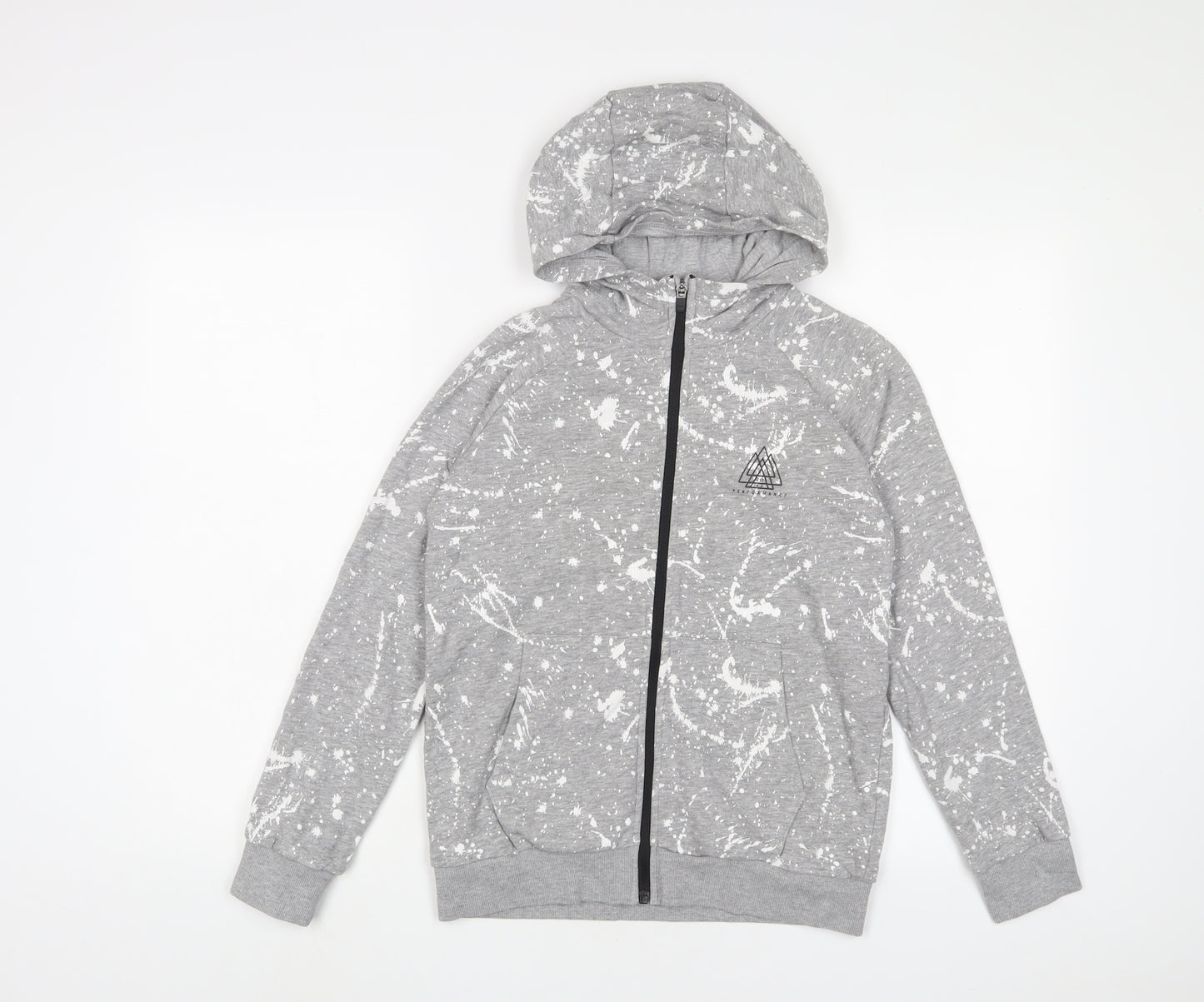 NEXT Boys Grey Geometric Cotton Full Zip Hoodie Size 11 Years Zip