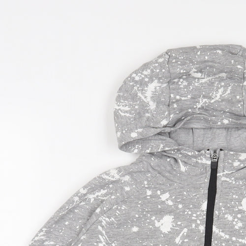 NEXT Boys Grey Geometric Cotton Full Zip Hoodie Size 11 Years Zip