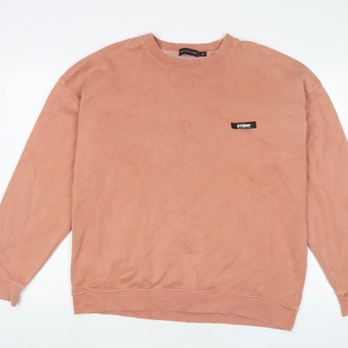 PRETTYLITTLETHING Womens Pink Cotton Pullover Sweatshirt Size S Pullover