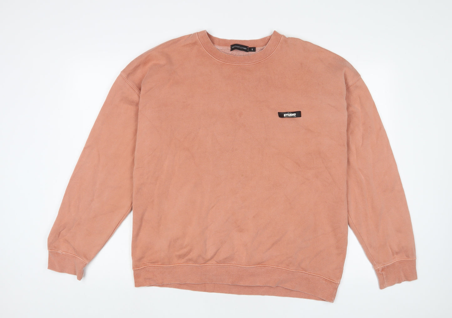 PRETTYLITTLETHING Womens Pink Cotton Pullover Sweatshirt Size S Pullover