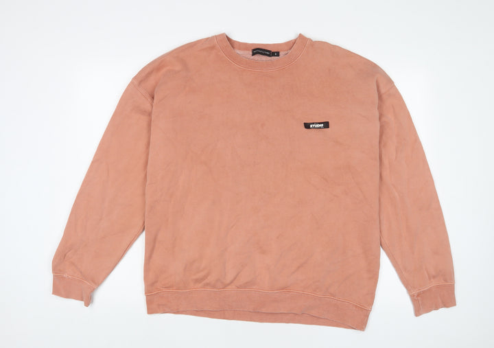 PRETTYLITTLETHING Womens Pink Cotton Pullover Sweatshirt Size S Pullover