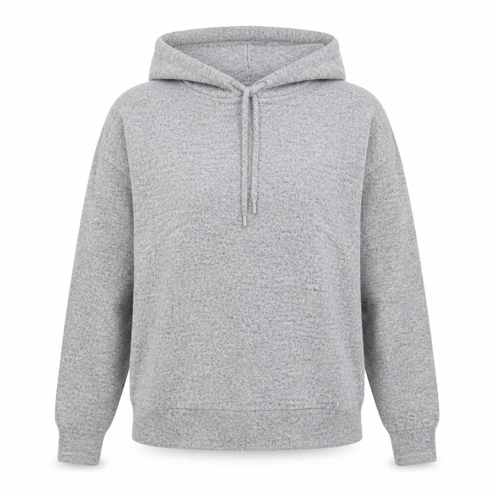 Front view of Dorothy Perkins women’s grey polyester pullover hoodie, size UK 10, pullover