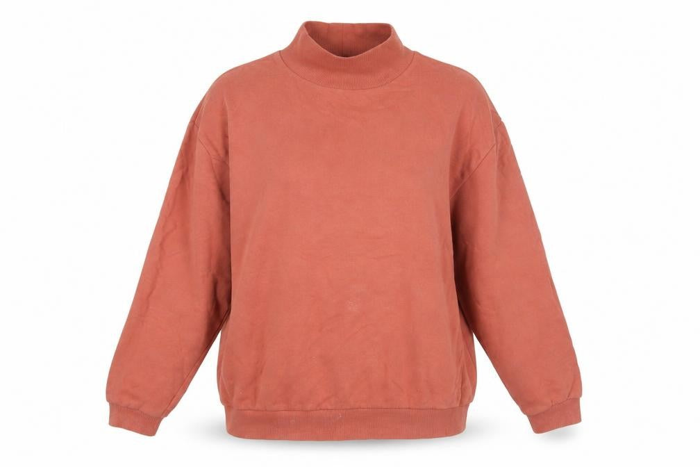 Front view of ASOS women’s pink cotton pullover sweatshirt, size S, pullover