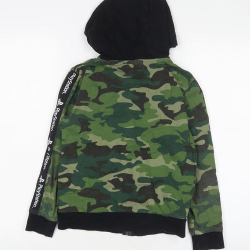 PlayStation Boys Green Camouflage Cotton Full Zip Hoodie Size 9 Years Zip
