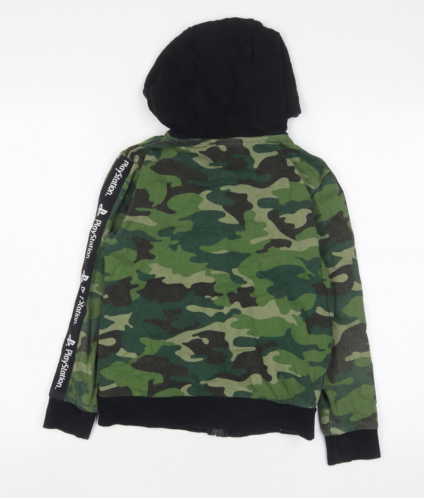 PlayStation Boys Green Camouflage Cotton Full Zip Hoodie Size 9 Years Zip