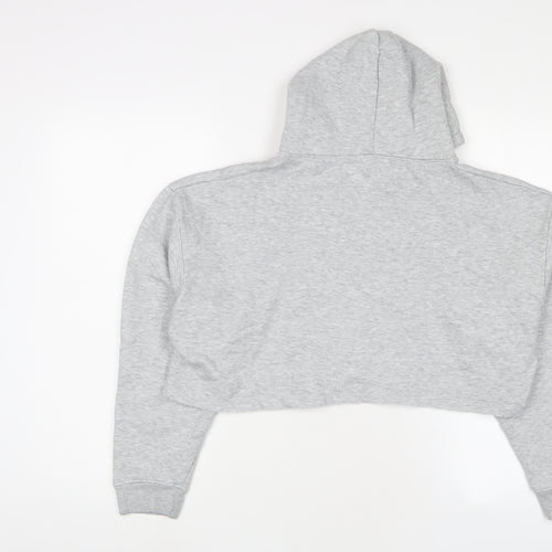 PRETTYLITTLETHING Womens Grey Cotton Full Zip Hoodie Size S Zip