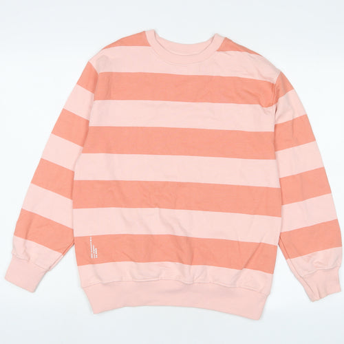 Zara Girls Pink Striped Cotton Pullover Sweatshirt Size 11-12 Years Pullover