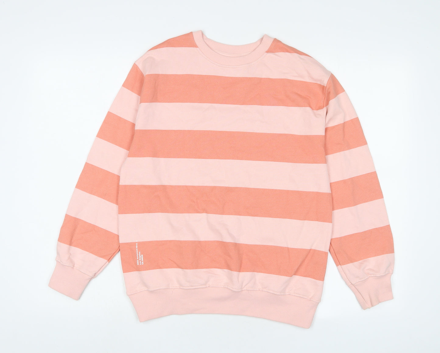 Zara Girls Pink Striped Cotton Pullover Sweatshirt Size 11-12 Years Pullover