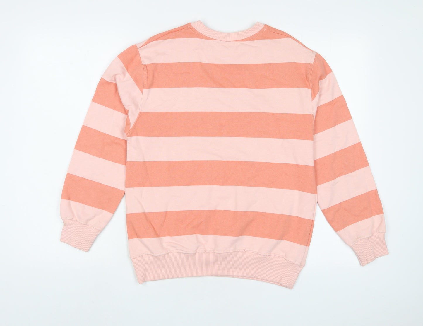 Zara Girls Pink Striped Cotton Pullover Sweatshirt Size 11-12 Years Pullover