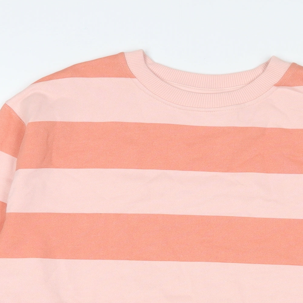 Zara Girls Pink Striped Cotton Pullover Sweatshirt Size 11-12 Years Pullover