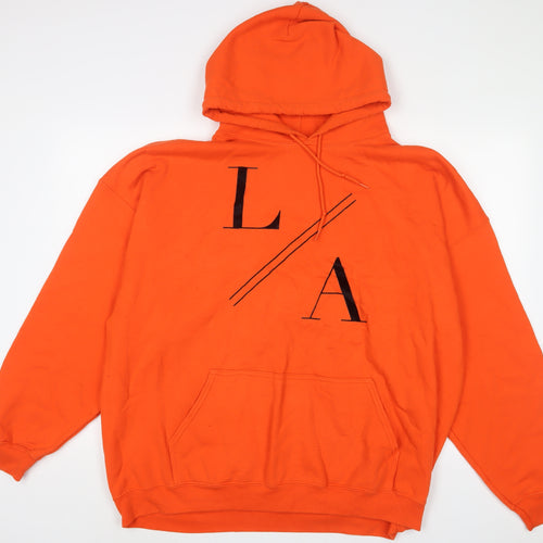 River Island Mens Orange Cotton Pullover Hoodie Size 2XL