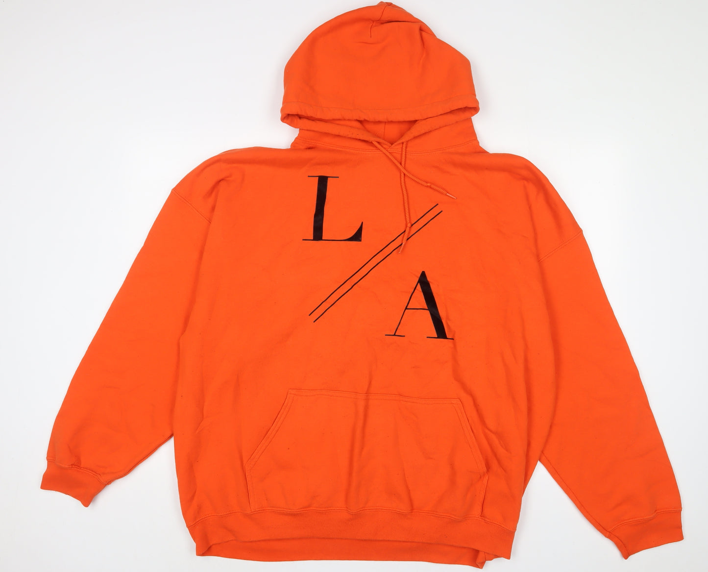 River Island Mens Orange Cotton Pullover Hoodie Size 2XL