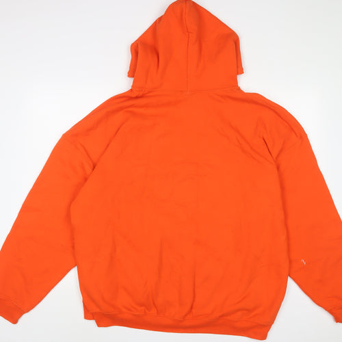 River Island Mens Orange Cotton Pullover Hoodie Size 2XL
