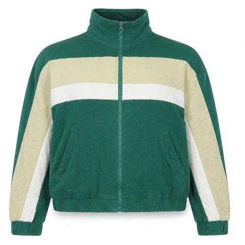 Zara Womens Green Striped Cotton Full Zip Sweatshirt Size M Zip