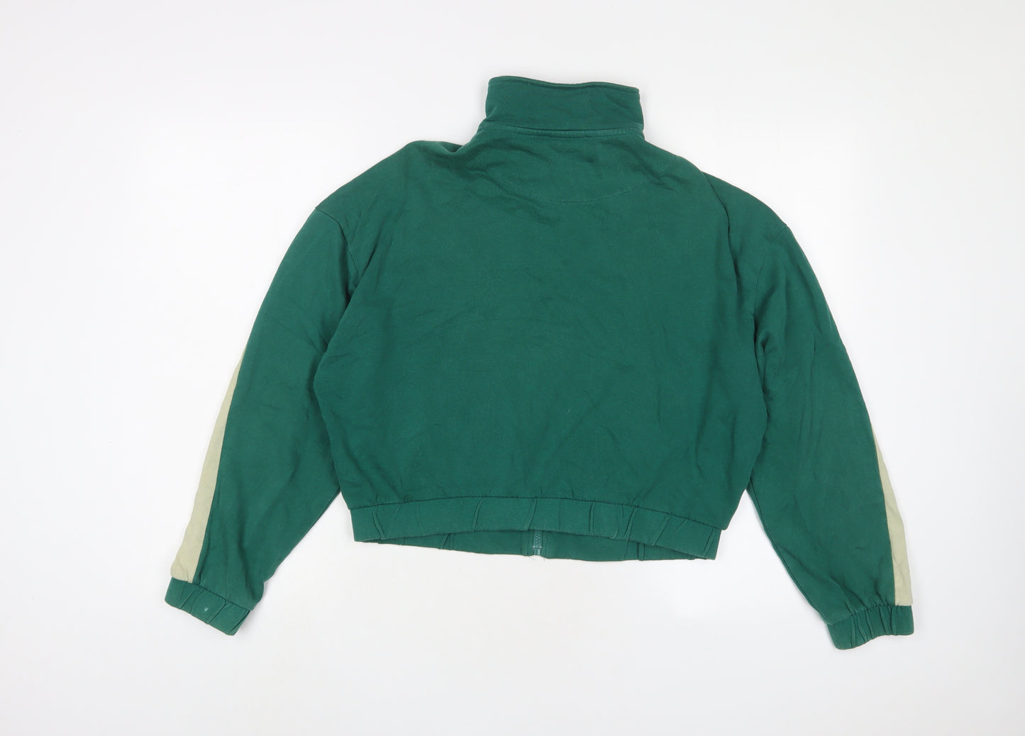 Zara Womens Green Striped Cotton Full Zip Sweatshirt Size M Zip