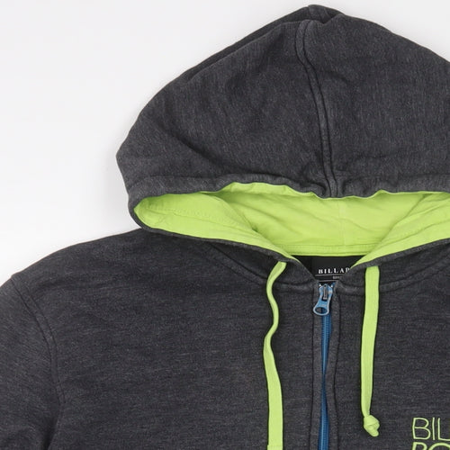 Billabong Mens Grey Cotton Full Zip Hoodie Size M - Logo, Embroidered
