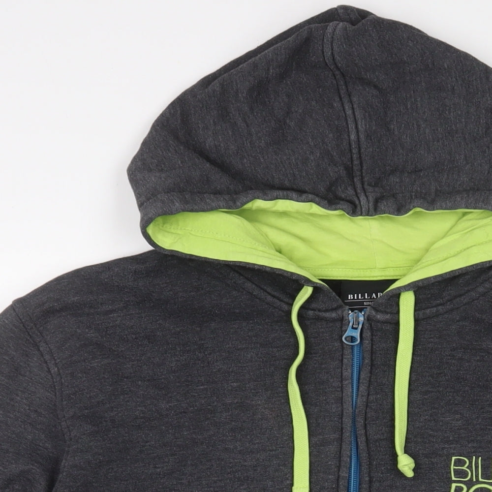 Billabong Mens Grey Cotton Full Zip Hoodie Size M - Logo, Embroidered