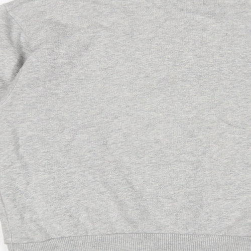 Pull&Bear Womens Grey Cotton Pullover Sweatshirt Size M Zip - Embroidered