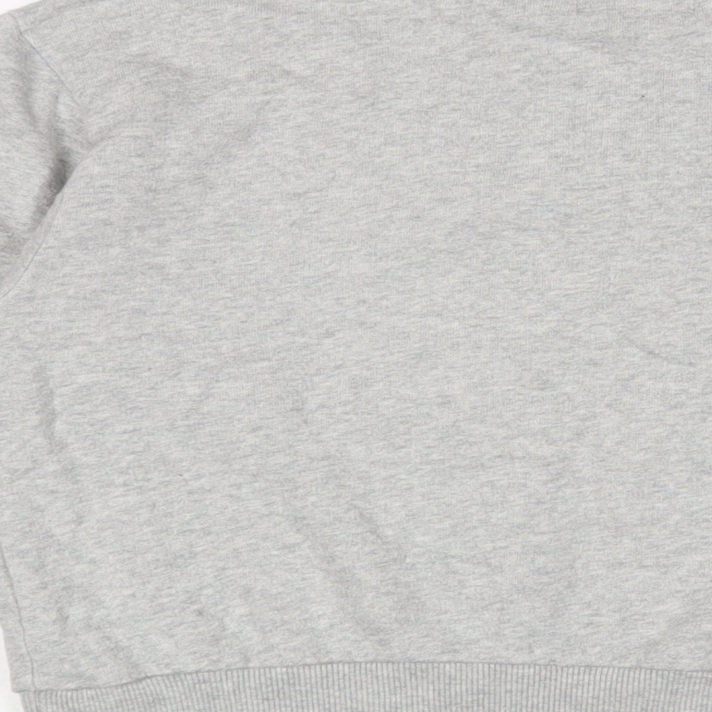 Pull&Bear Womens Grey Cotton Pullover Sweatshirt Size M Zip - Embroidered