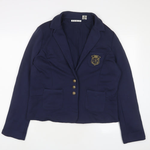 Edeis Womens Blue Jacket Blazer Size 20 Button - Logo, Embroidered
