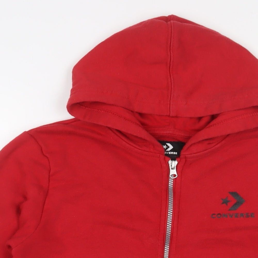 Converse Boys Red Cotton Full Zip Hoodie Size 12-13 Years Pullover