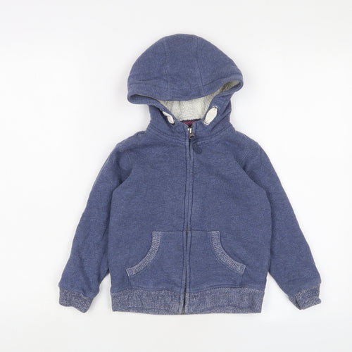 Marks and Spencer Boys Blue Cotton Full Zip Hoodie Size 4-5 Years Zip