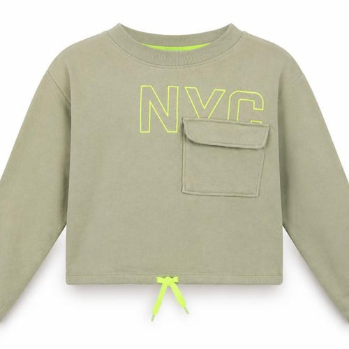 H&M Girls Green Cotton Pullover Sweatshirt Size 10-11 Years Pullover - 10-12 Years