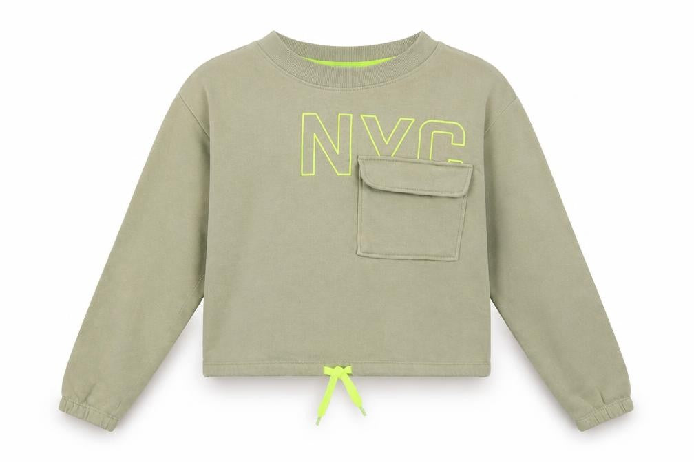 H&M Girls Green Cotton Pullover Sweatshirt Size 10-11 Years Pullover - 10-12 Years
