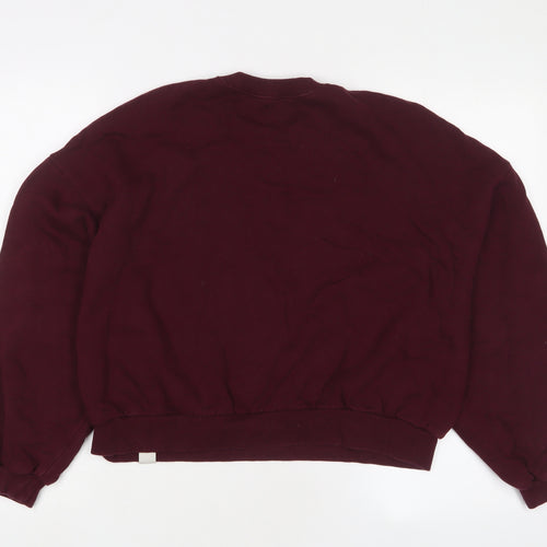 Pull&Bear Womens Red Cotton Pullover Sweatshirt Size S Pullover - Embroidered