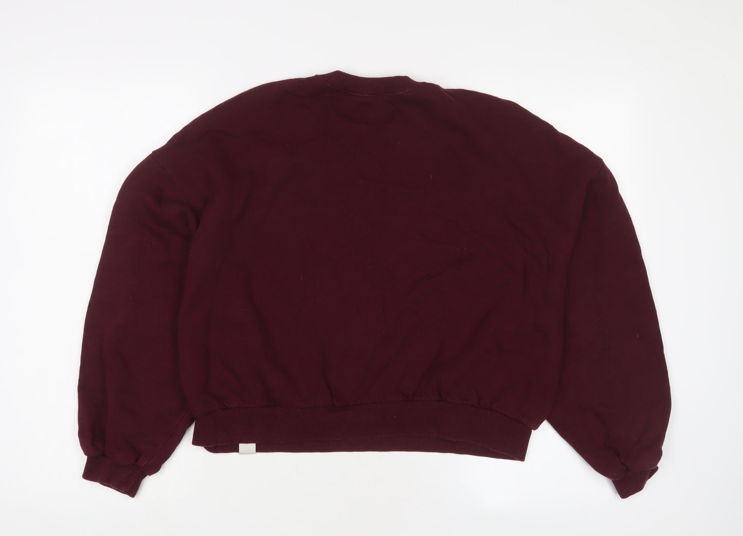 Pull&Bear Womens Red Cotton Pullover Sweatshirt Size S Pullover - Embroidered