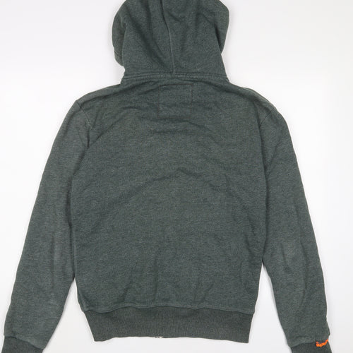 Superdry Mens Green Cotton Pullover Hoodie Size M - Logo, Embroidered