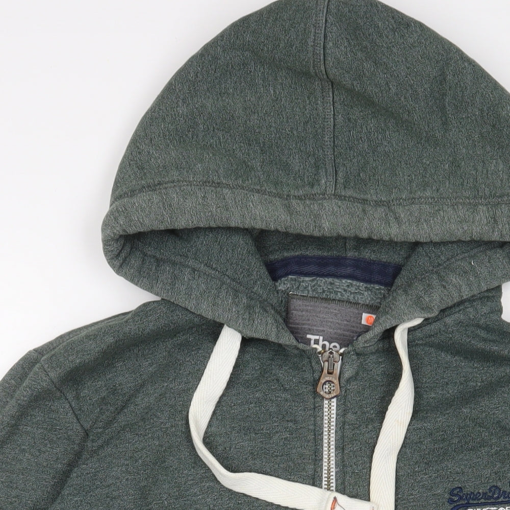 Superdry Mens Green Cotton Pullover Hoodie Size M - Logo, Embroidered