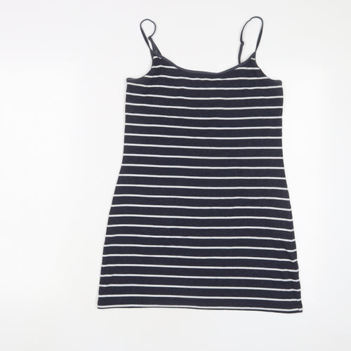 H&M Womens Blue Striped Cotton Camisole Tank Size M V-Neck