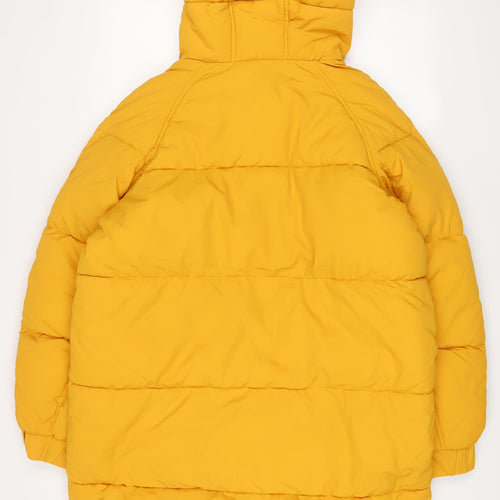 H&M Womens Yellow Quilted Coat Size S Zip