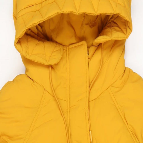 H&M Womens Yellow Quilted Coat Size S Zip